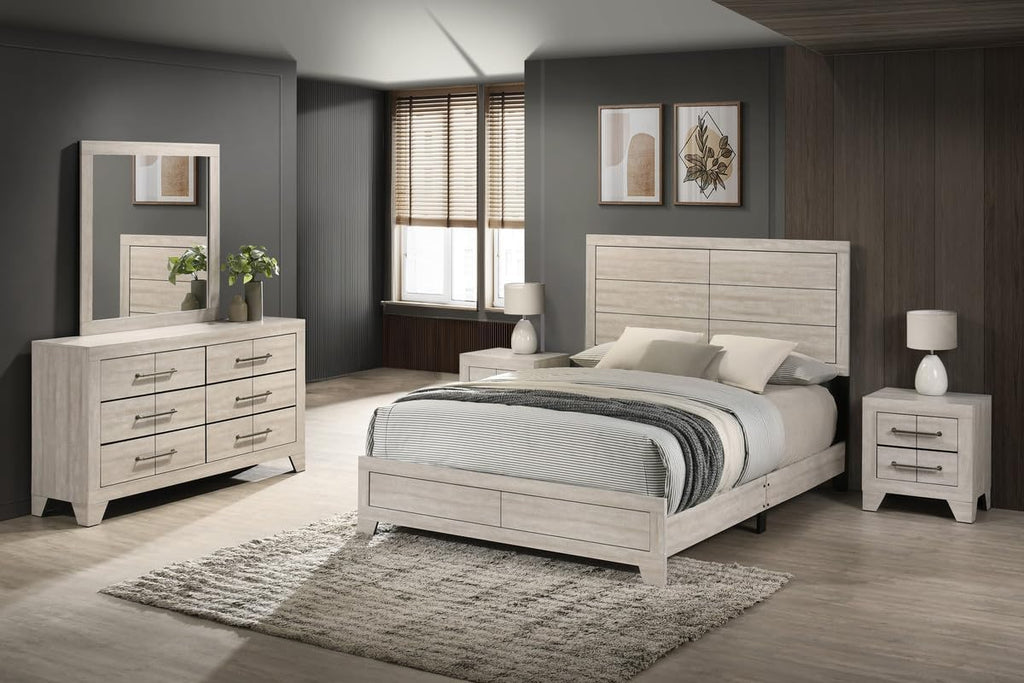 Best Quality Furniture 5 Piece Bedroom Set in Rustic Gray Oak Wood in King