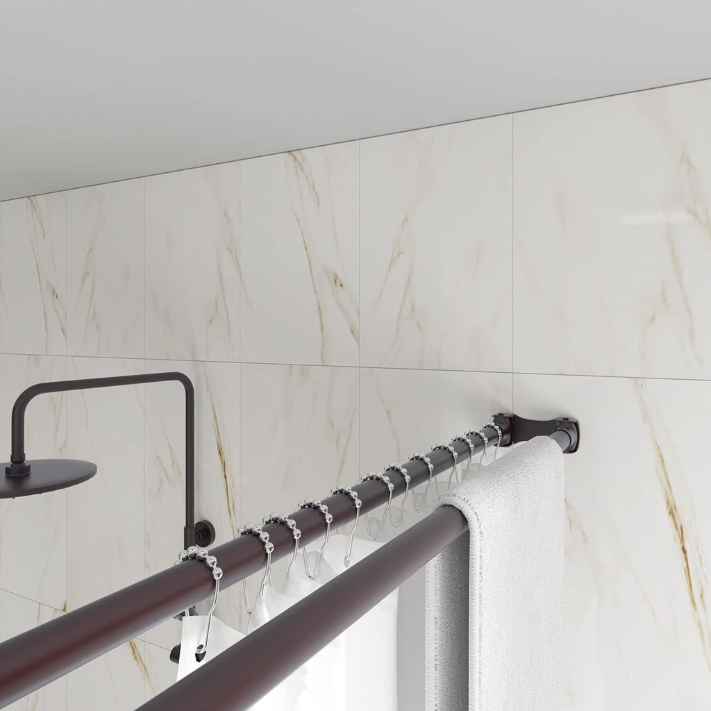 Naiture 48'' Aluminum Double Straight Shower Curtain Rod, Oil Rubbed Bronze Finish