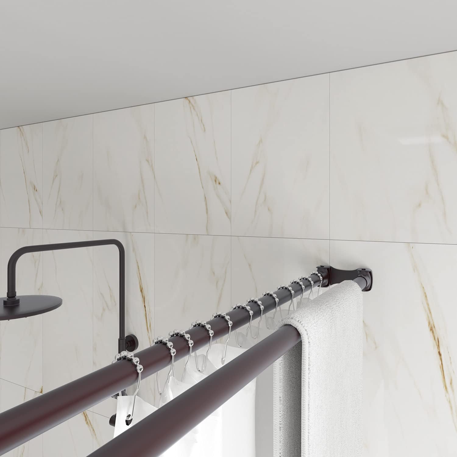 Naiture 48'' Aluminum Double Straight Shower Curtain Rod, Oil Rubbed Bronze Finish