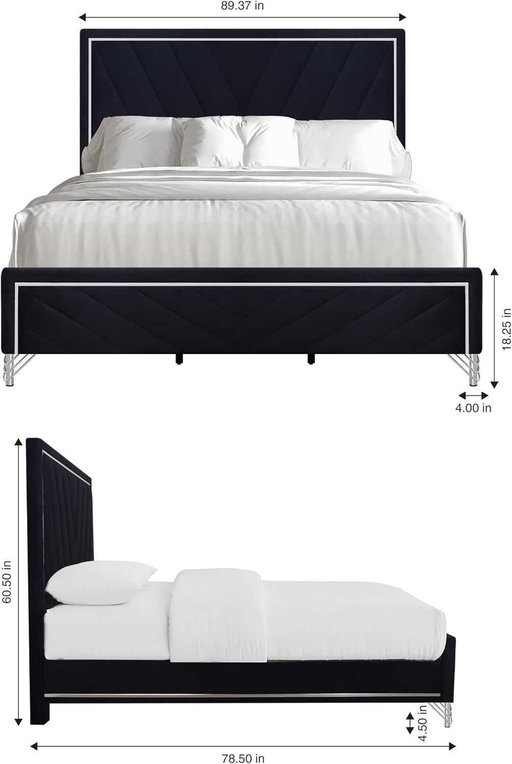 New Classic Furniture Ava 5-Piece Wood King Bedroom Set with 2 Nightstands, Ebony Black
