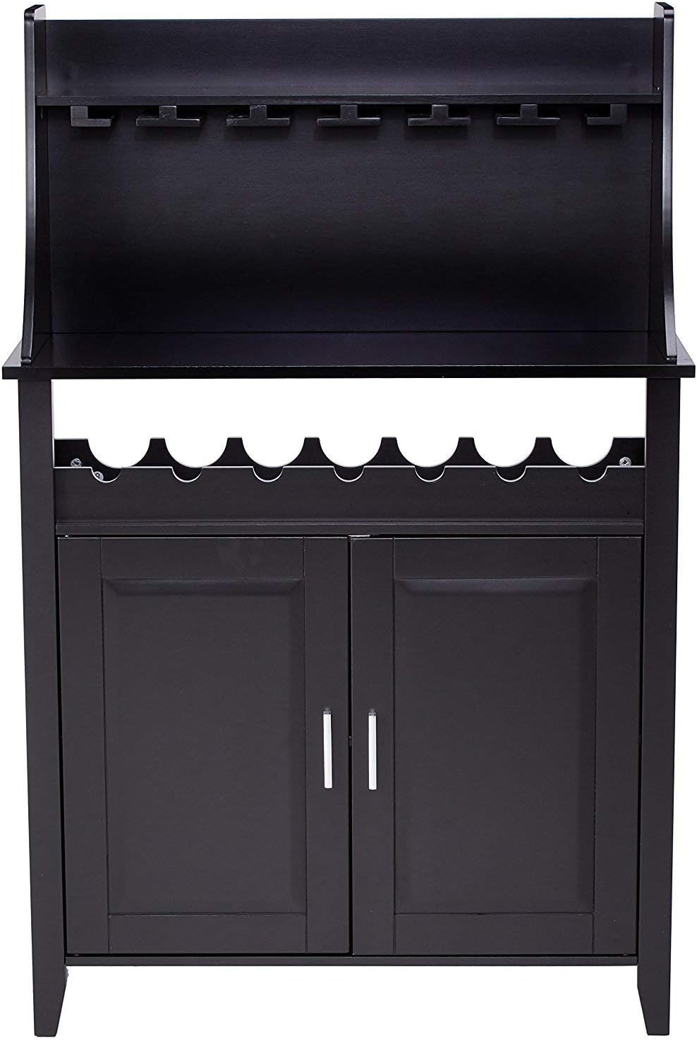 Kings Brand Furniture Wood Wine Rack Buffet & Storage Cabinet, Black, WR1345