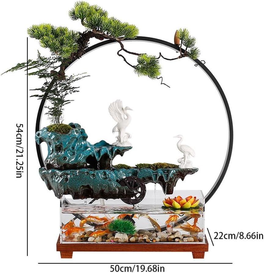 Waterfall Fountain Indoor Simple Home Fountain Fish Tank Water Ornaments Ecological Study Desk Decoration Table Top Water
