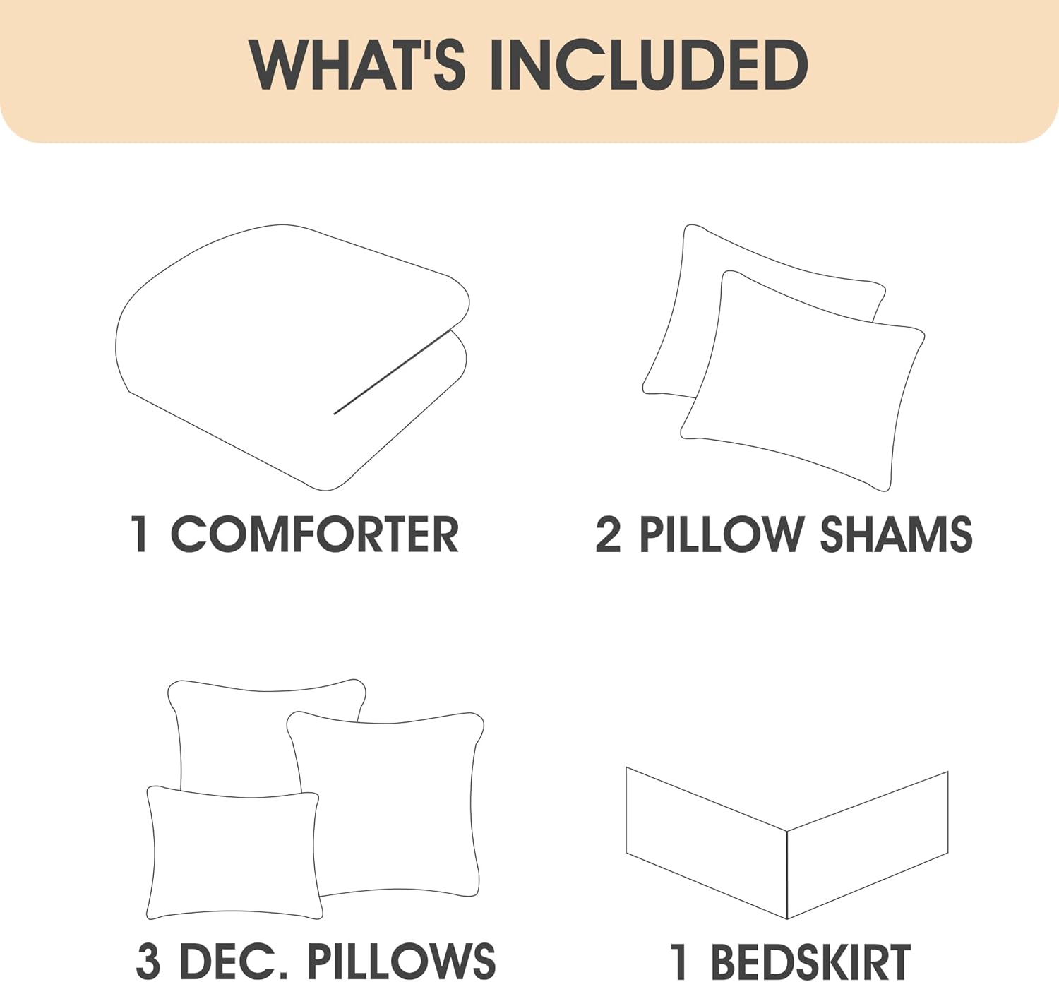 LANCO MODERN LIFESTYLE Taupe Comforter Set, Queen, Damask Jacquard with Matching Solid Piece Work, 7 Piece Soft Bedding Set for All Season, Bed Skirt, Pillow Shams and Decorative Pillows