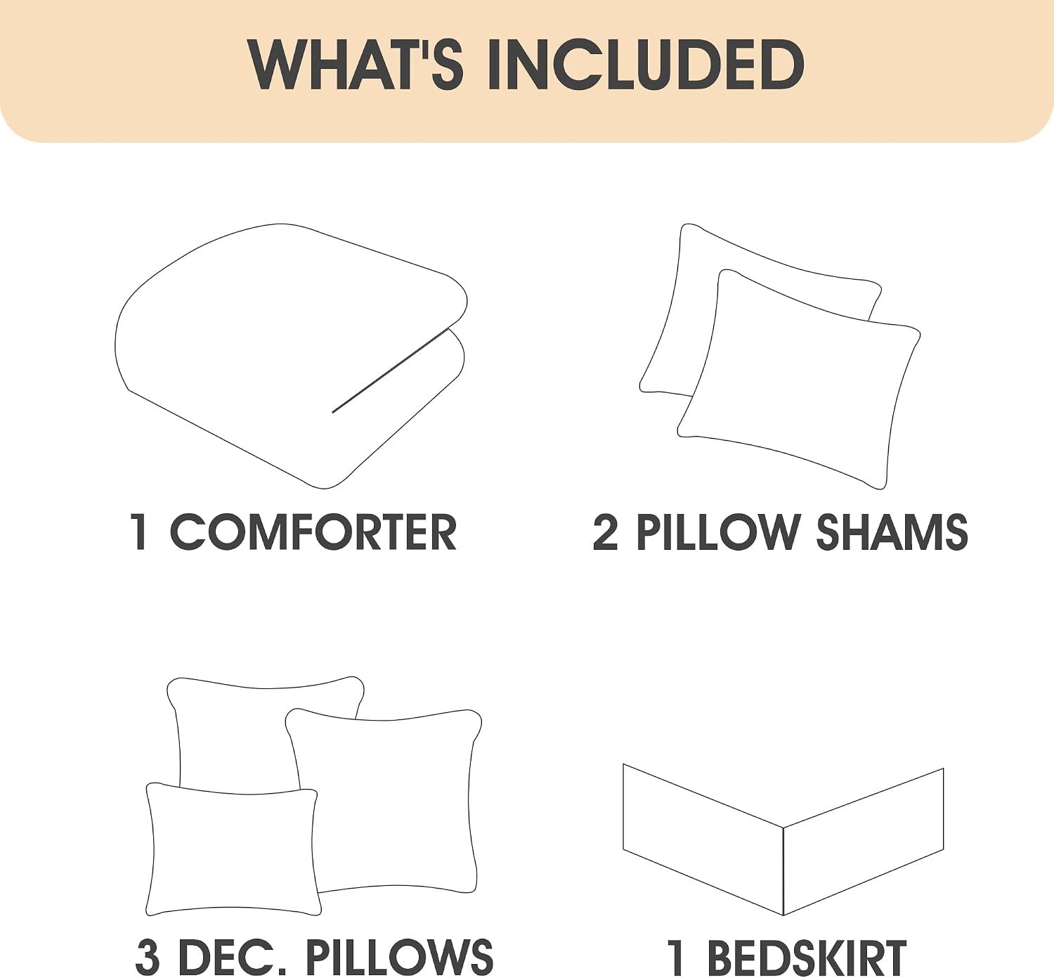 LANCO MODERN LIFESTYLE Black Gold Comforter Set, King, Damask Jacquard with Matching Solid Piece Work, 7 Piece Soft Bedding Set for All Season, Bed Skirt, Pillow Shams and Decorative Pillows