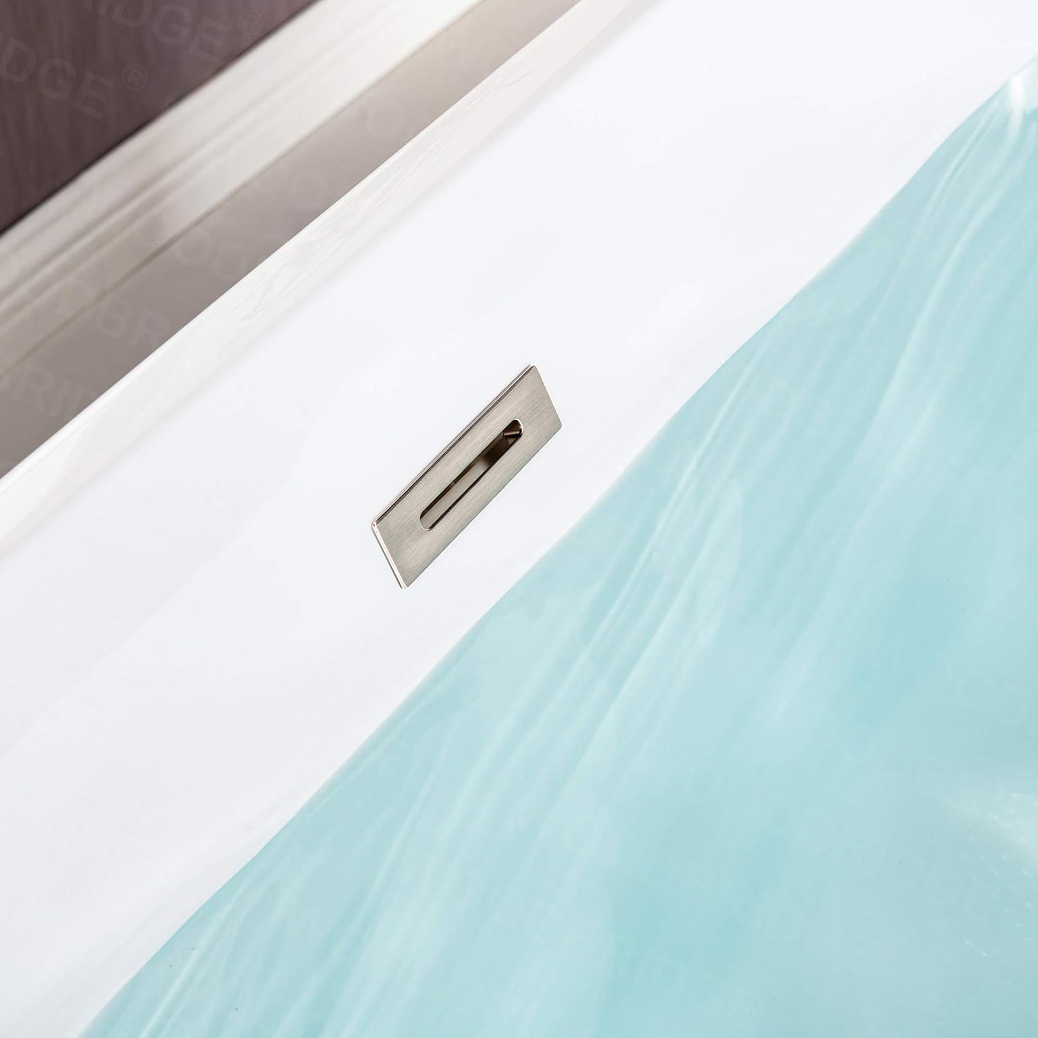 WOODBRIDGE 67' Acrylic Freestanding Bathtub Contemporary Soaking White Tub with Brushed Nickel Overflow and Drain，BTA1609-BN-Drain &O