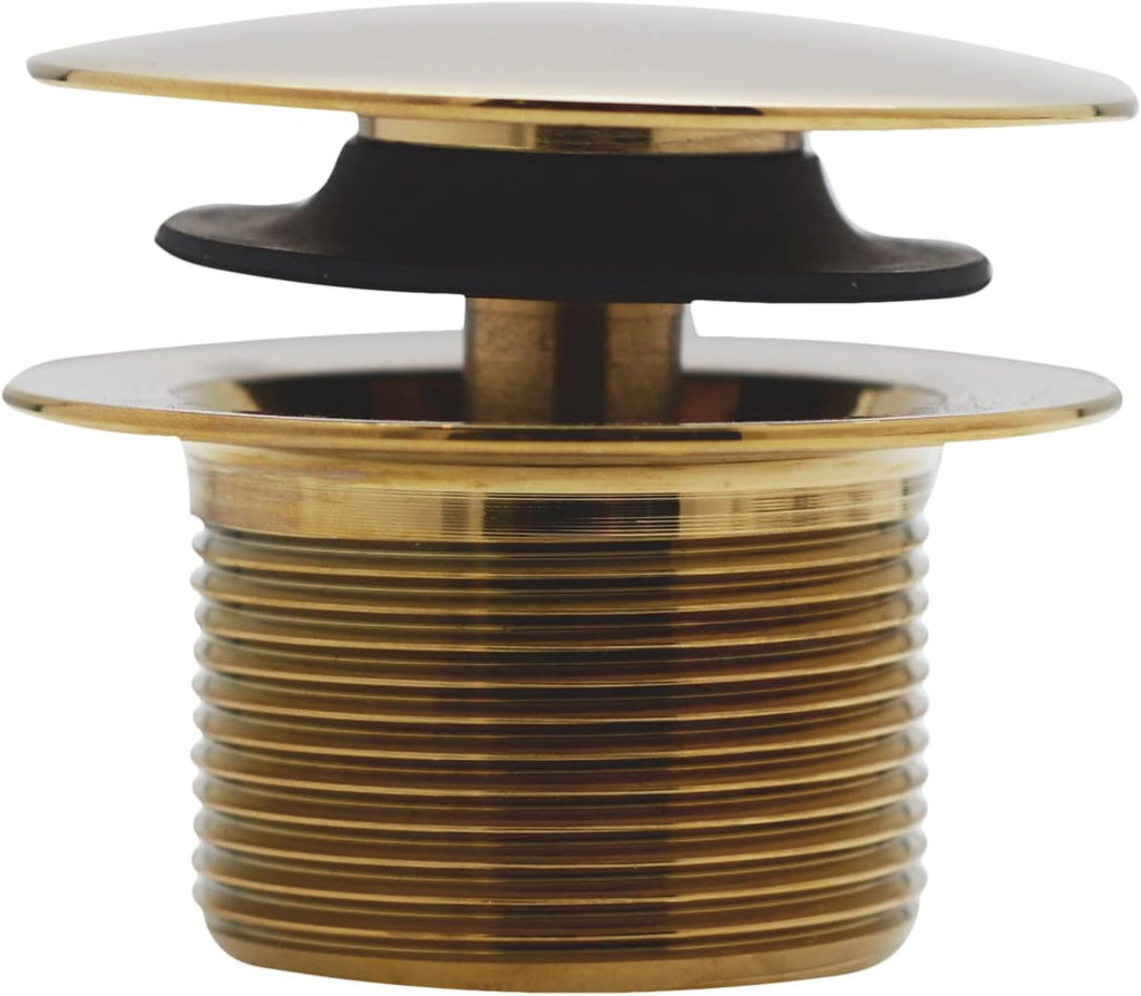 Westbrass A326HBJ-01 25' Brass Bath Waste & Overflow Assembly with European Tip-Toe Drain Plug and Illusionary Faceplate, Polished Brass
