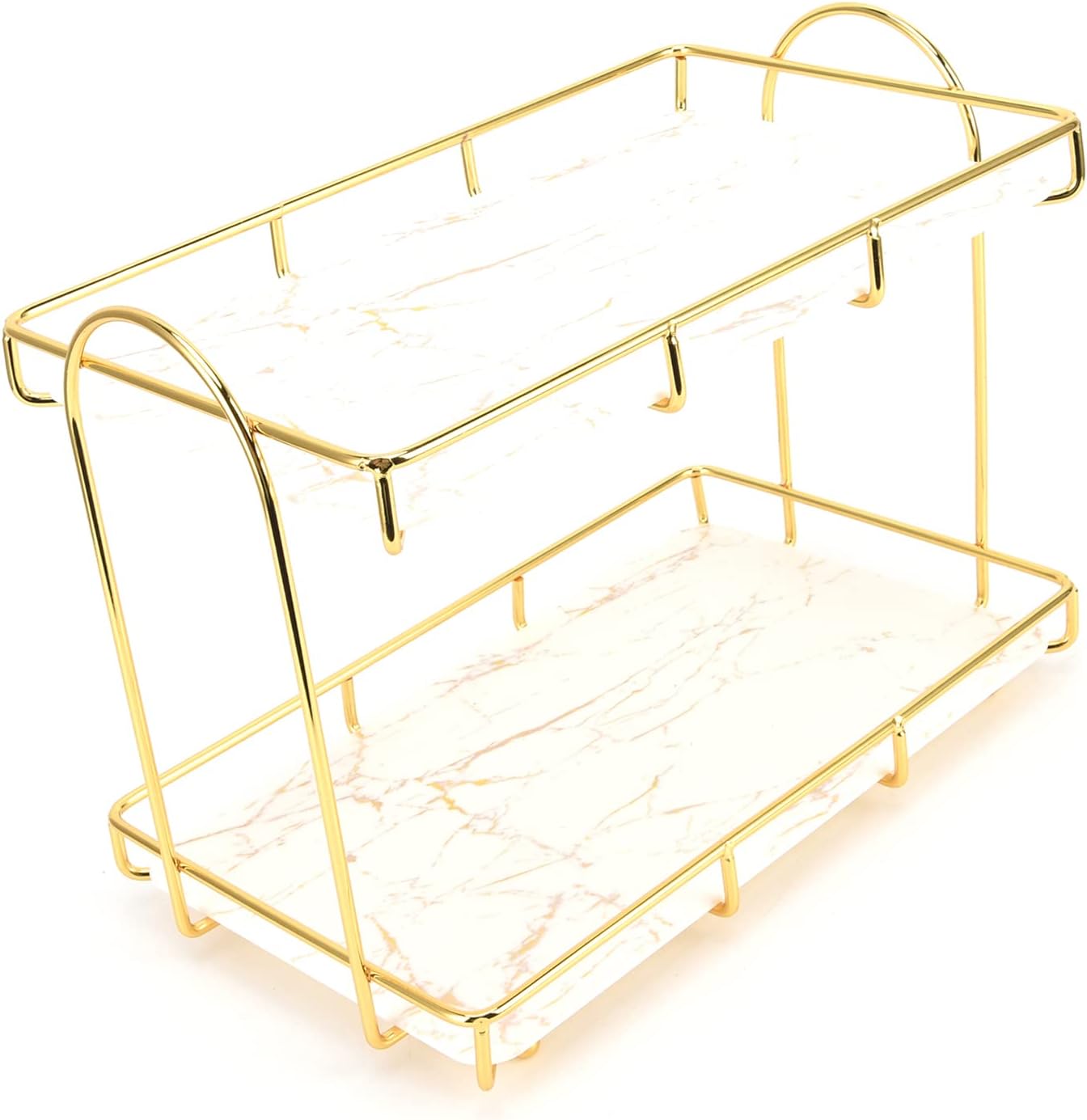 Bathroom Storage,Shower Shelf, 2 Tiers Gold Bathroom Countertop Rack Metal Storage Shelf Bathroom Corner Shelf Bathroom Countertop Rack Bathroom Container for Home Hotel Gold