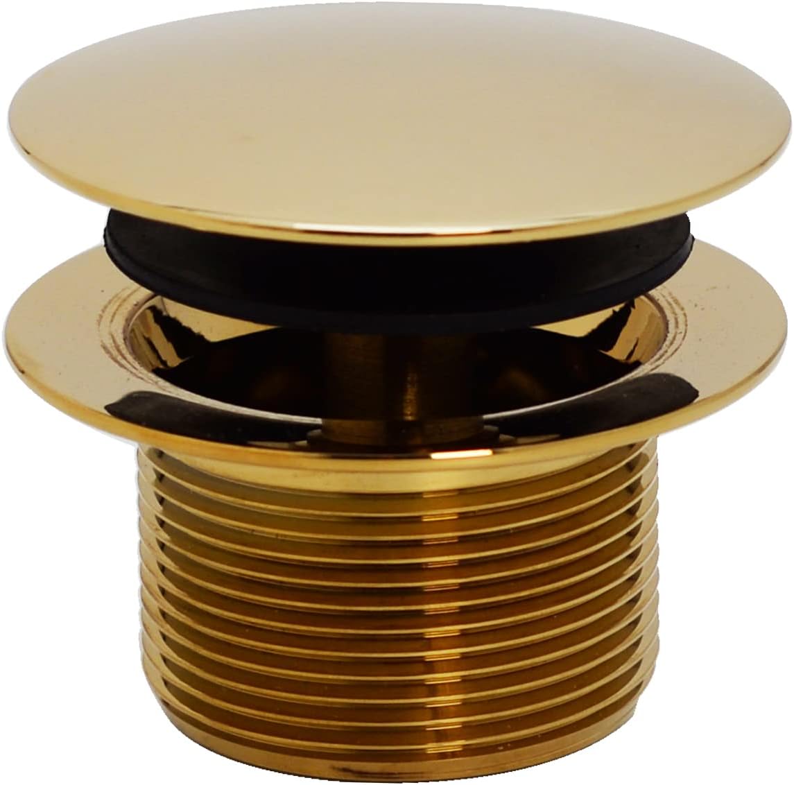 Westbrass A325H-01 14' Brass Bath Waste & Overflow Assembly with European Tip-Toe Drain Plug and Illusionary Faceplate, Polished Brass