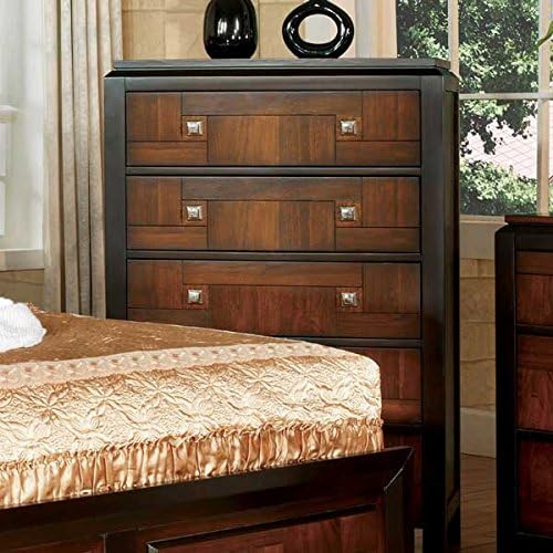 Patra Asian Contemporary Acacia Walnut Cal King Size 6-Piece Bedroom Set