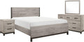 Benzara Zephyr 4 Pc Queen Size Bedroom Set- Light Gray- Brown- Modern Style