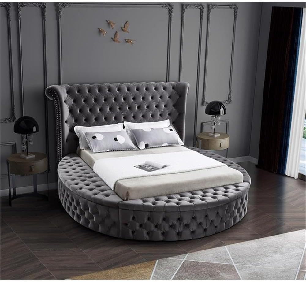 Home Square 3-Piece Set with Luxus Gray Velvet King Bed & 2 Bali Nightstands