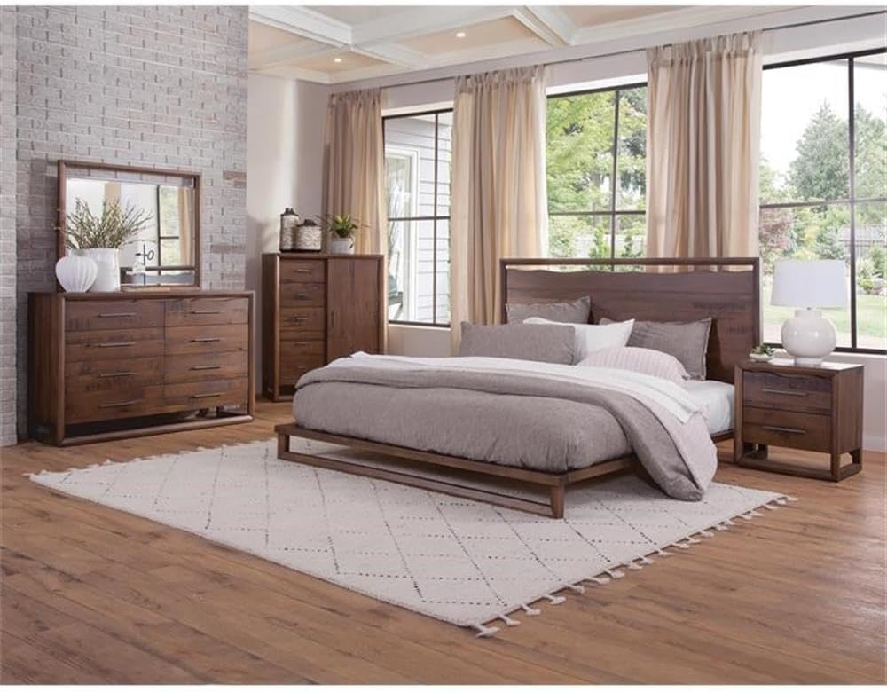 Steve Silver Lofton 4-Piece Queen Size Mocha Brown Wood Bedroom Set