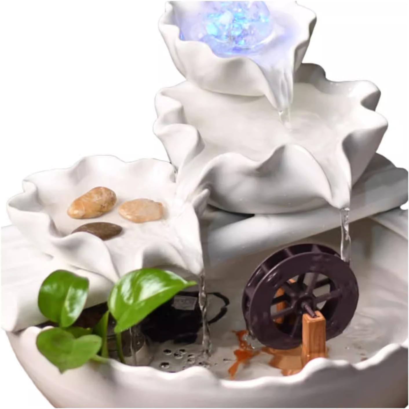 Indoor Fountain Home Creative Wealth Attraction Decoration Desktop Crystal Beads Moisturizing Fountain Fish Tank Gift Ceramic Desktop Decoration Tabletop Fountains Decor