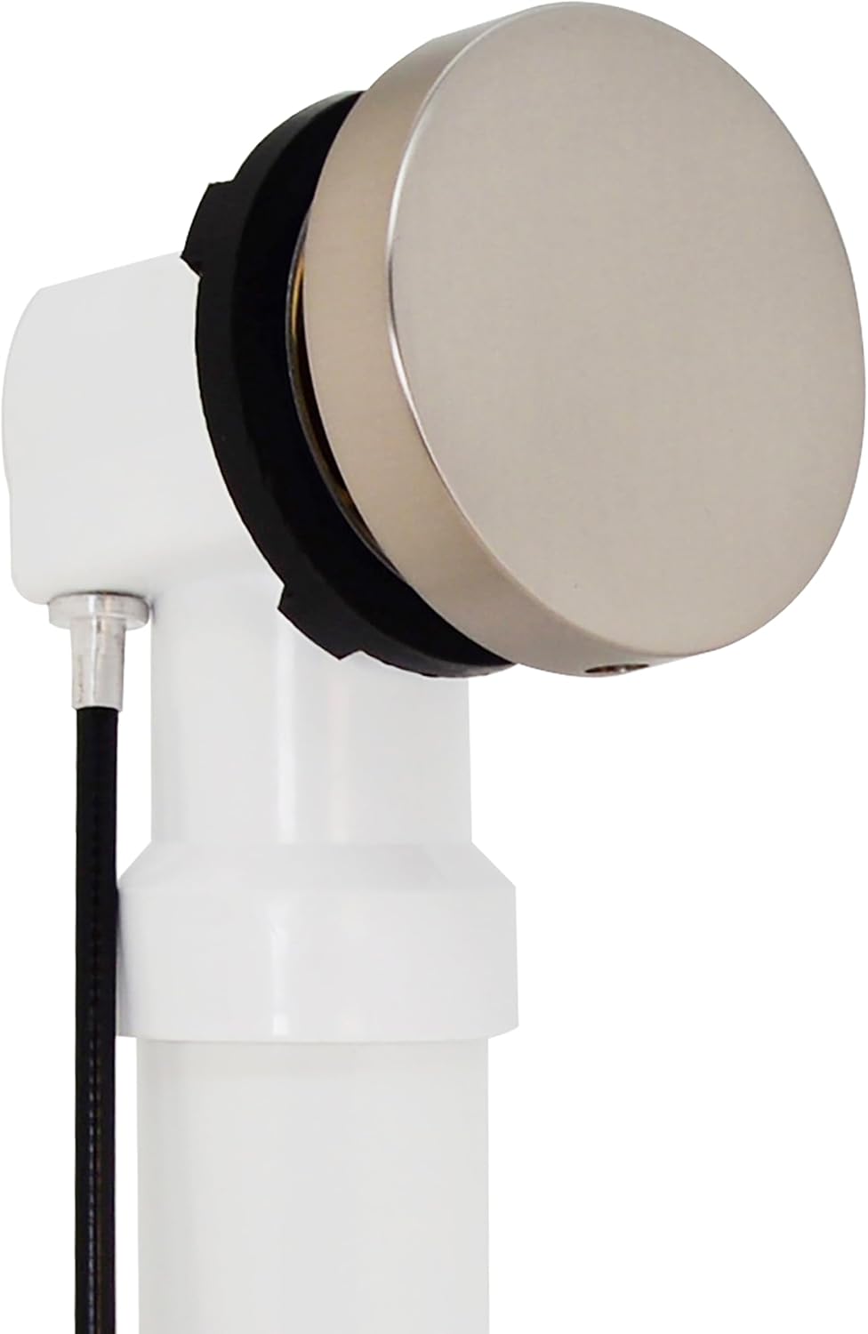 Westbrass D50P27SRE-07 27' Cable Drive Bathtub Drain Trim with Rotary Overflow Cover Knob, Pop-Up Stopper Sch. 40 PVC Fittings, Satin Nickel