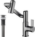 Lefton Rotatable Bathroom Faucet BF2204 with Pop-up Bathroom Sink Drain Stopper Without Overflow D01 (Contemporary, Grey)