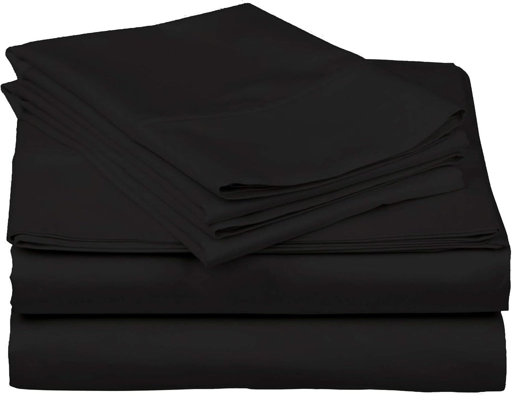 Cotton Home- 4 Pieces Split Head Flex King Size Black Color Sheet Set – Soft Quality Luxury 18 Inch Deep Pocket & Bedding Set with Flat Sheet, Fitted Sheet, 2-Pillow Covers(20' x 30')Inches