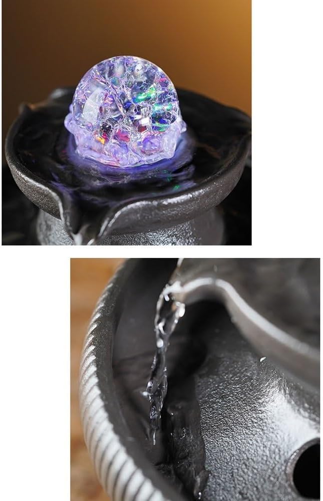 GLigeT Tabletop Fountain Creative Office Wealth Attraction Water Fountain Ornament Cycle Fish Tank Fountain Living Room Desktop Chinese Feng Shui Home Water Fountain Decor
