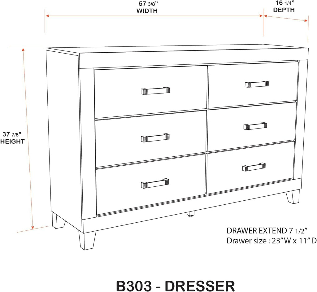 Kings Brand Furniture Biloxi Farmhouse Classic 5-Piece Bedroom Set - Bed Frame with Headboard, Dresser, Mirror and 2 Nightstand (Queen)