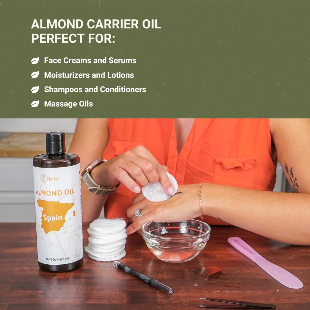 Nature Packaged Sweet Almond Oil - for Skin and Hair - Carrier Oil for Essential Oils Mixing - From EIR Oils' Farm in Mallorca, Spain - 4 Gallons