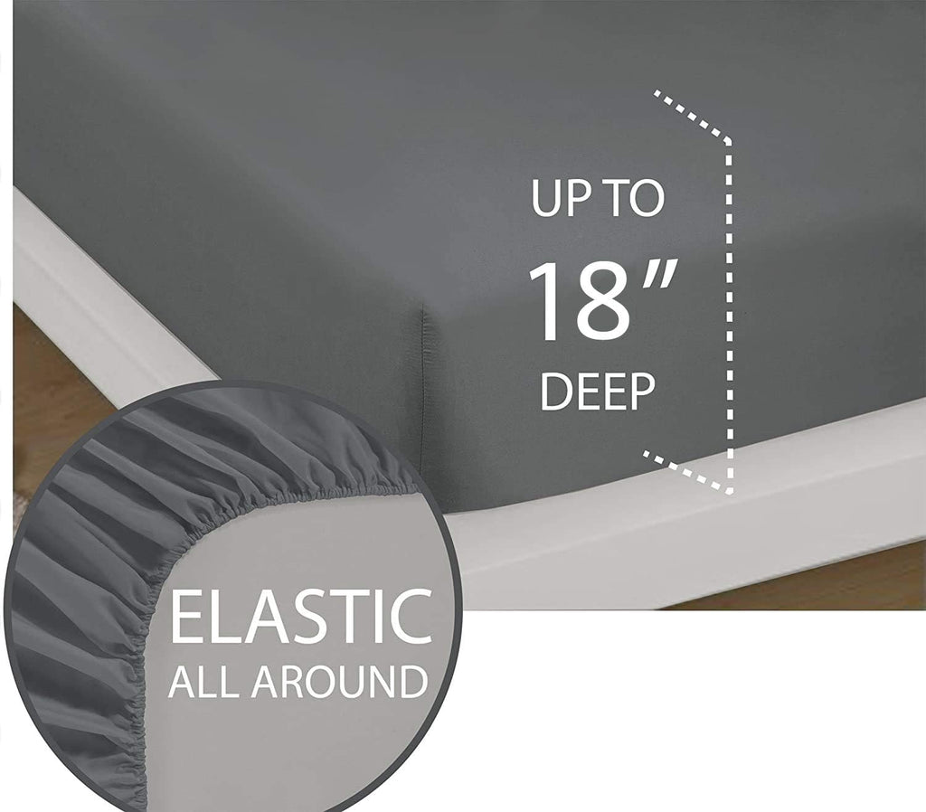 4 Piece Sheet Set- Cotton 1000 Thread Count - Luxury Bedding Set Fits Up to 15 Inches Deep Pocket - 4 Piece Sheet Set (Queen Size, Silver Grey)