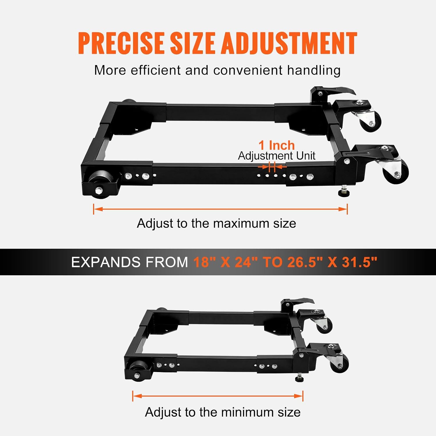 Happybuy Mobile Base, 1500 lbs Capacity, Adjustable from 18' x 24' to 26.5' x 31.5', Heavy Duty Universal Mobile Base Stand with Swivel Wheels