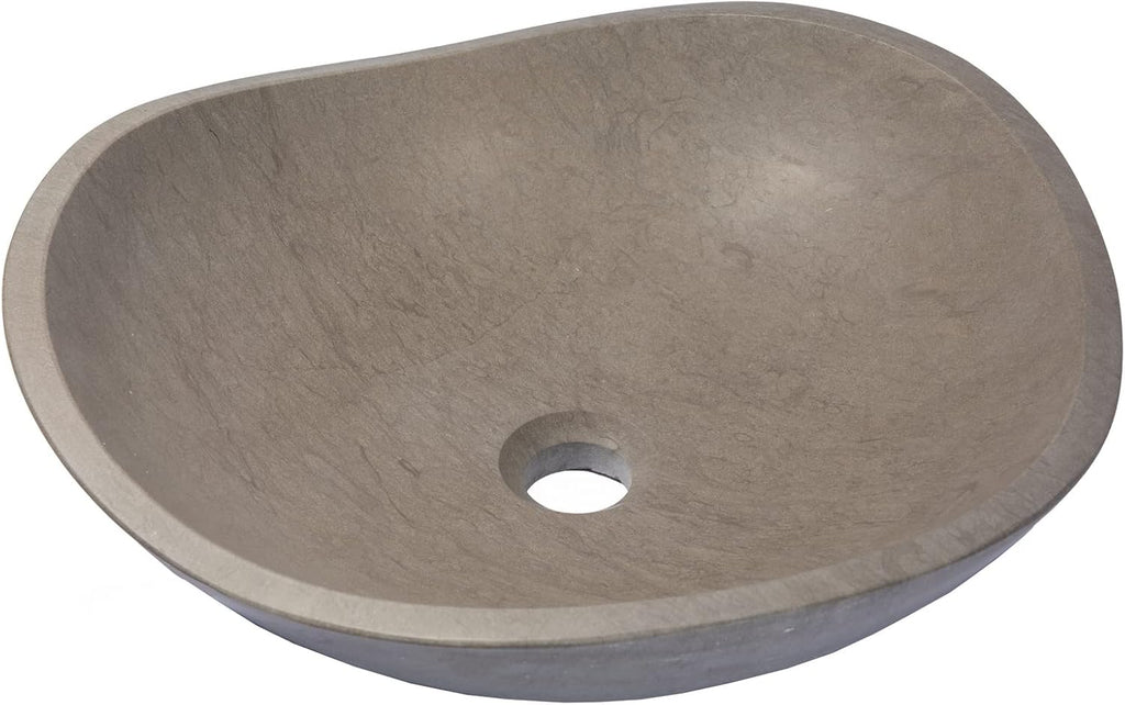 Eden Bath Round Freeform Vessel Sink, Honed Molly Gray Marble - Stylish Bathroom Sink
