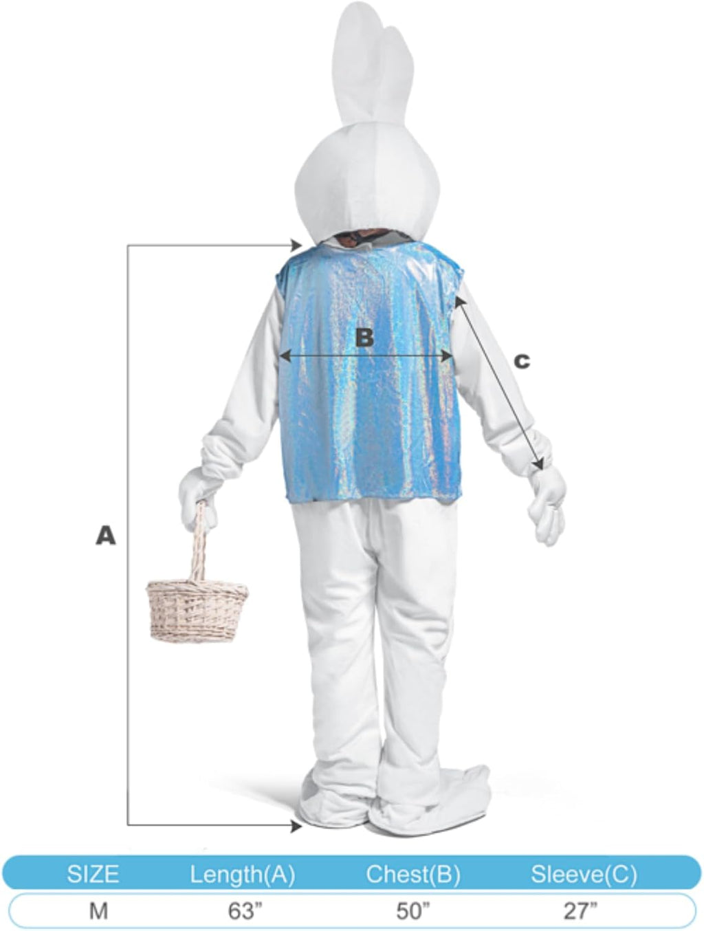 Syhood Easter Bunny Costume Adult Bunny Suit Outfit Rabbit Mascot Costumes for Men Women Easter Celebrations Events Cosplay