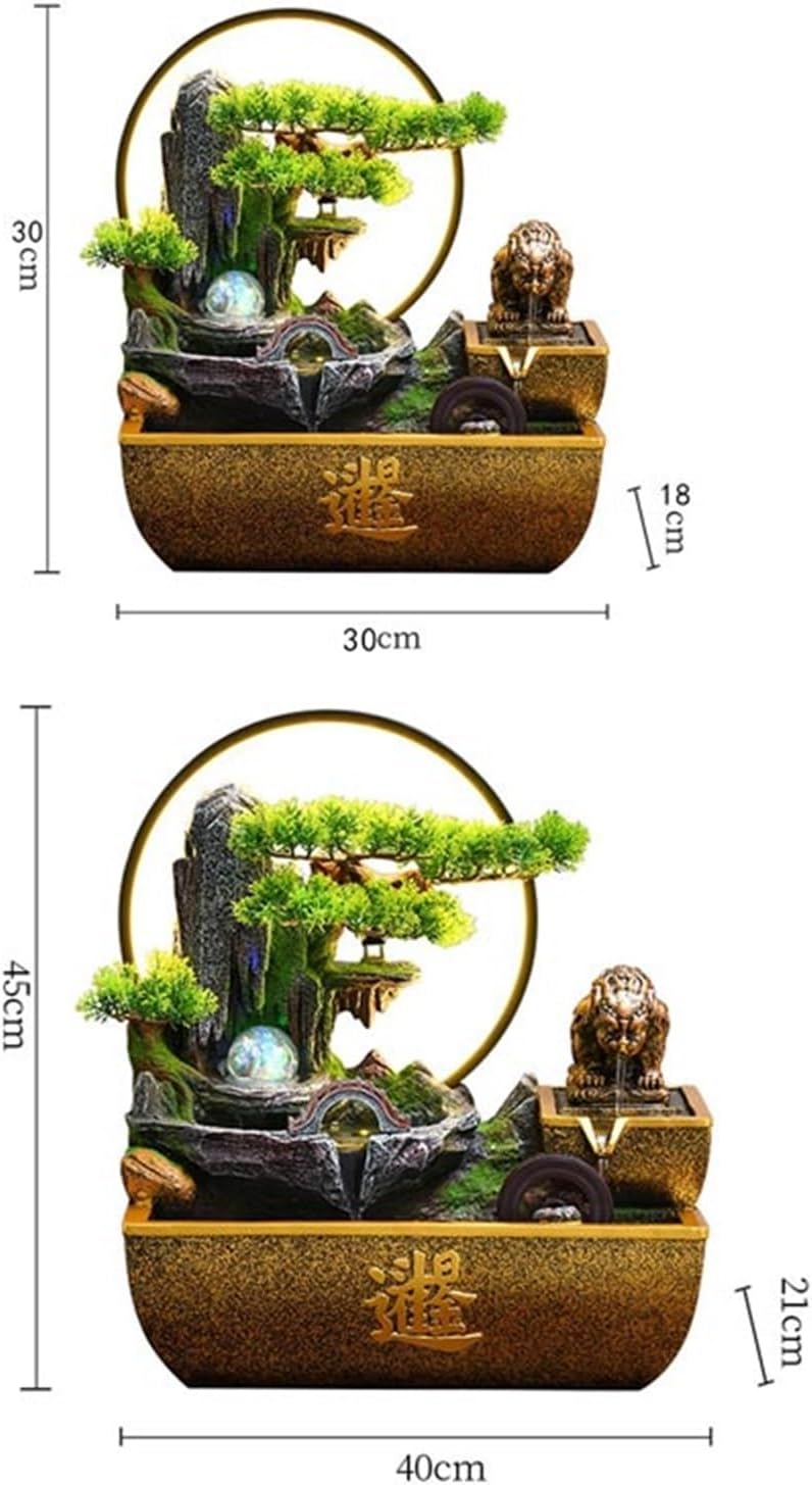 Indoor Fountain Living Tabletop Water Fountain, Resin Meditation,Desktop for Home Office Decor(Small)