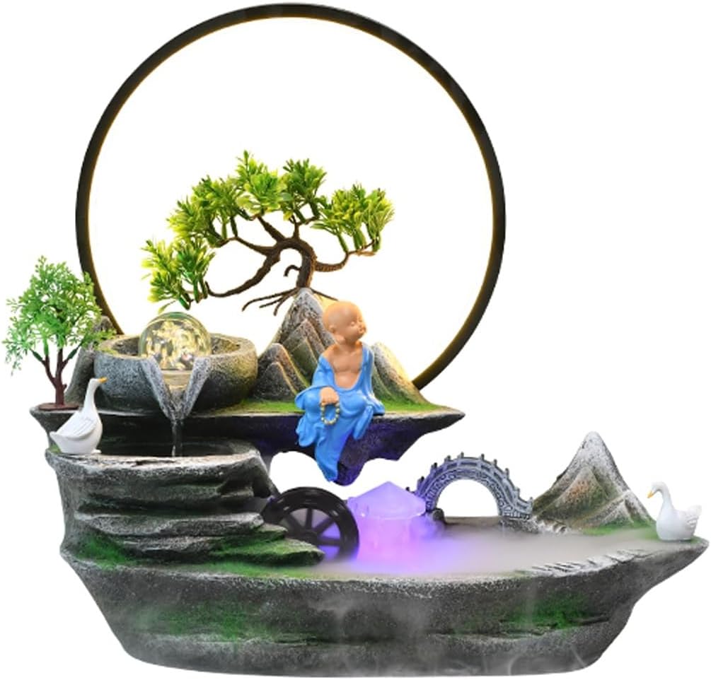 Tabletop Fountain Rocky Mountain Flowing Water Fountain Living Room Circulating Humidifier Office Front Desk Desktop Decoration Desktop Fountain Decoration Desktop Fountain (Color : C)