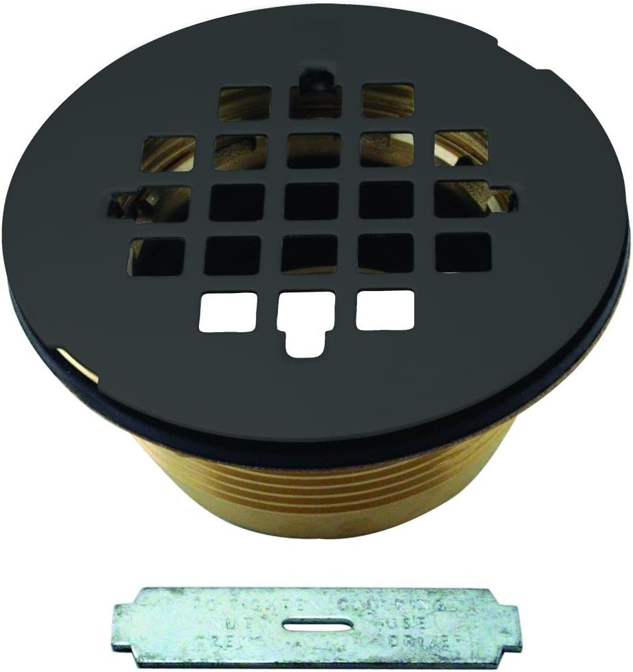 Westbrass D206B-20-62 2' No-Caulk Brass Compression Shower Drain with 4-1/4' Round Grid Cover, 20-Pack, Matte Black, 20 Count