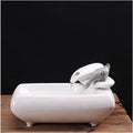 Desktop Fountain White Ceramic Tabletop Fountain Rectangular Basin Indoor Water for Office Home Decoration