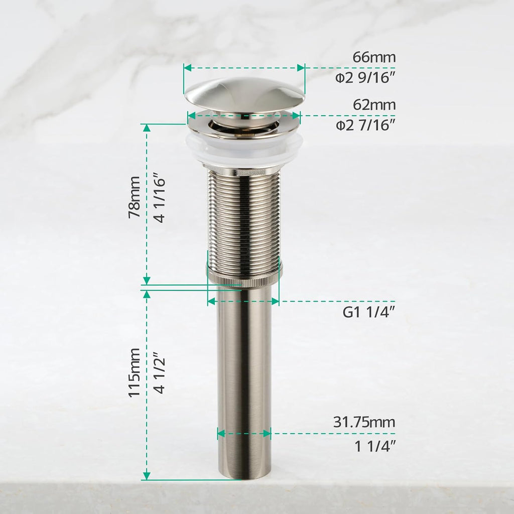 Lefton Rotatable Bathroom Faucet BF2204 with Pop-up Bathroom Sink Drain Stopper Without Overflow D01 (Contemporary, Brushed Nickel)