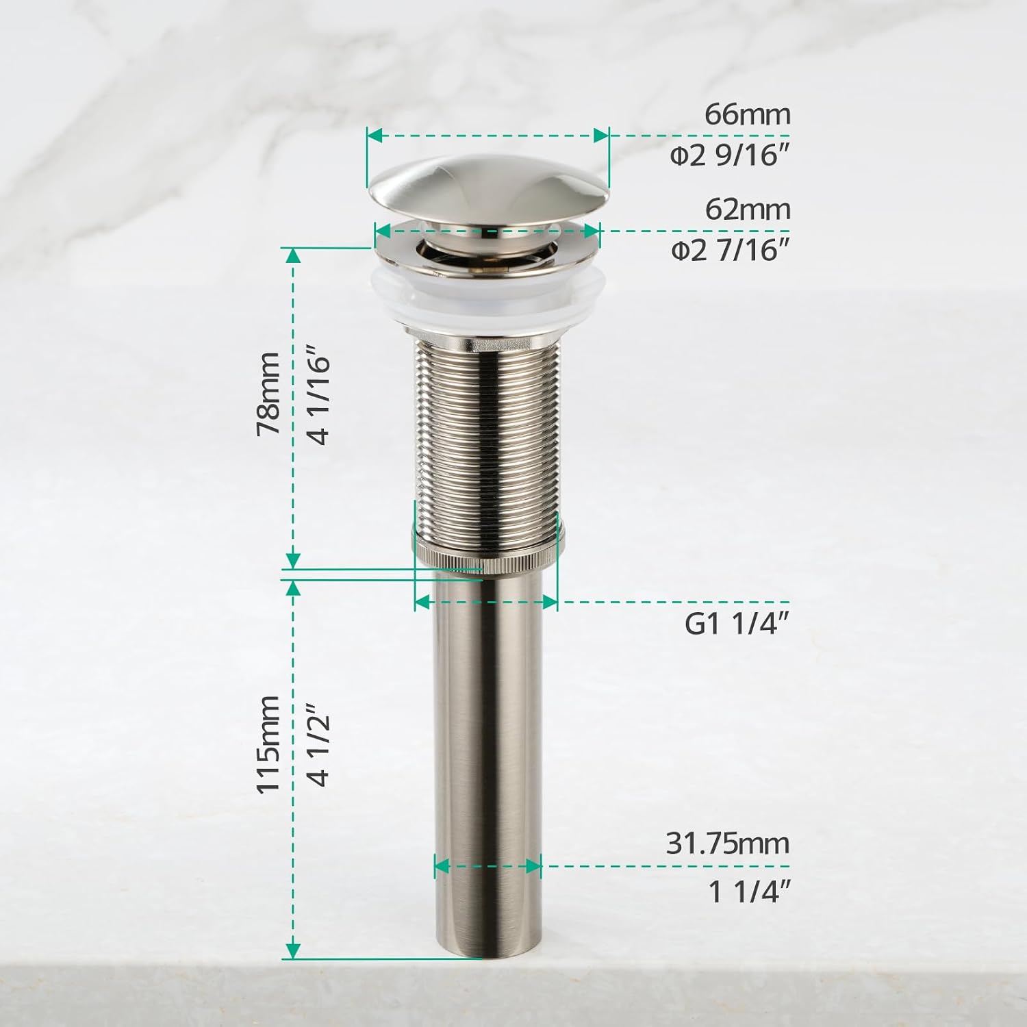 Lefton Rotatable Bathroom Faucet BF2204 with Pop-up Bathroom Sink Drain Stopper Without Overflow D01 (Contemporary, Brushed Nickel)