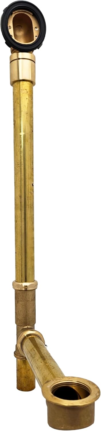 Westbrass A326HBJ-50 25' Brass Bath Waste & Overflow Assembly with European Tip-Toe Drain Plug and Illusionary Faceplate, Powder Coat White