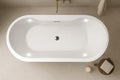Carver Tubs - Reflection II 67' - Modern White Freestanding Soaking Bathtub With Built-in LED Lights - White Oval Acrylic Fiberglass Tub With Chrome Drain - 67'L x 31.5'W x 23.5'H