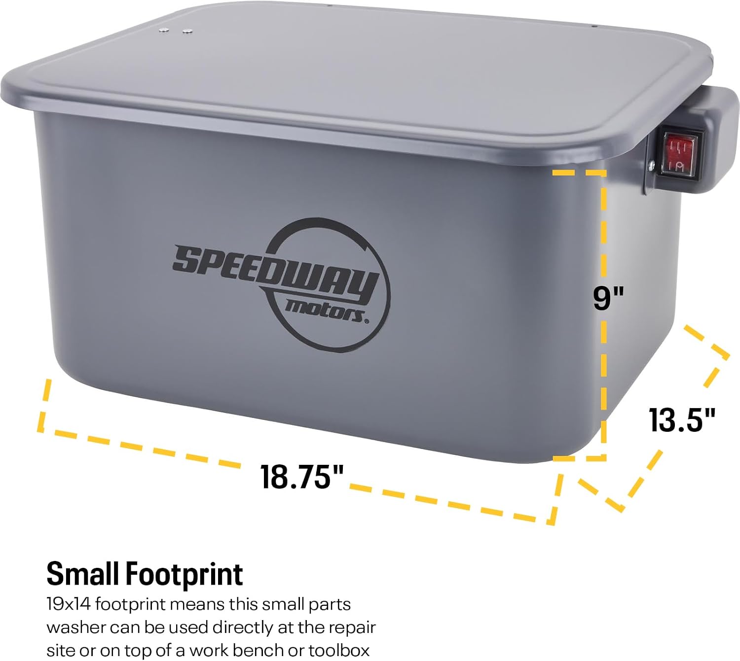 Speedway Motors Portable 5 Gallon Automotive Parts Washer with Pump – Water Based Solvent Compatible, Features 5ft Power Cord, Clean Bearings, Carburetors & Small Parts Anywhere