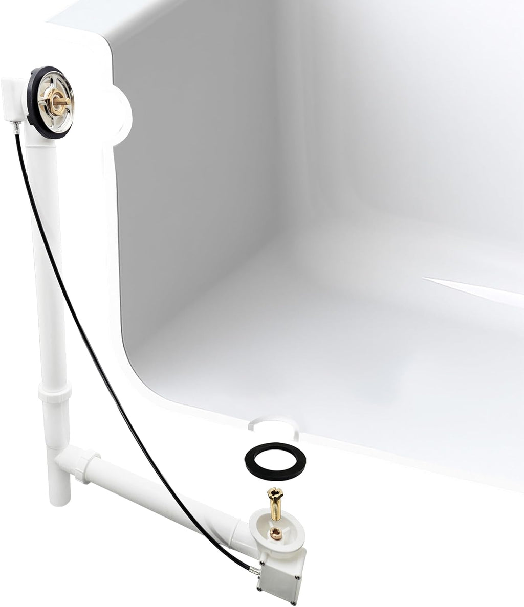 Westbrass D50P35TLE-LT 35' Cable Drive Standard Bath Drain Trim Kit with Poly Tubular Pipes & Fittings, Rough Only (4-Pack)