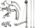 Kingston Brass CCK268C Vintage Deck Mount Clawfoot Tub Faucet Package with Supply Line, Hand Shower and Tub Drain, Polished Chrome