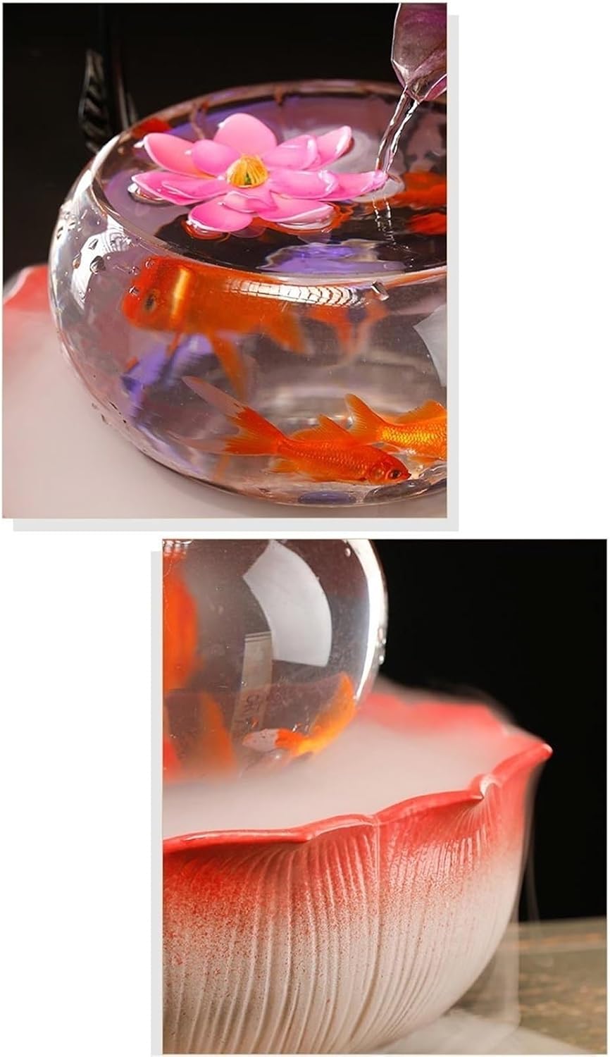 Indoor Waterfall Fountain Indoor Tabletop Fountains, Luxury-Style Fish Tank Water Ornament Home Office Desktop Decorations