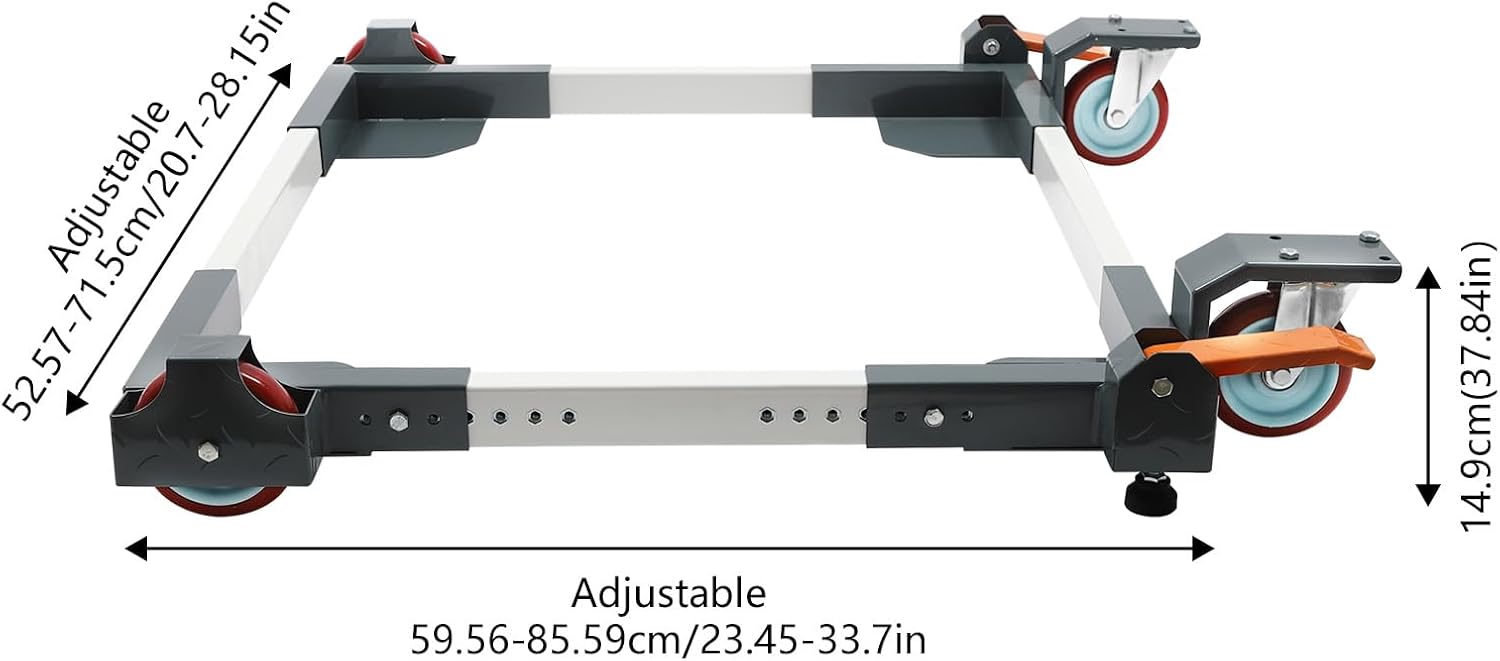 1500LBS Universal Mobile Base, Grey Adjustable Mobile Base W/ 2 Universal Wheels, Heavy Duty Mobile Base, Mobile Base Kit, Q235 Steel Mobile Base Machine for Factories and Homes