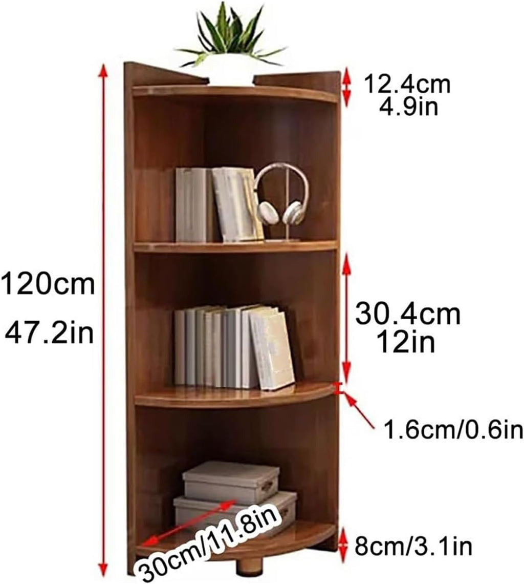 Curved Corner Storage Shelf, 4/5 Tier Wood Corner Bookshelf, Tall Freestanding Bookcase, Small Corner Shelf Counter Organizer Rack, Corner Table for Countertop Bathroom ( Color : White , Size : 3 tier