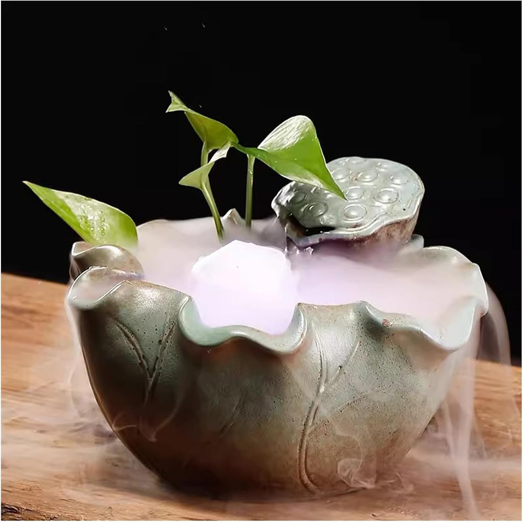 Tabletop Fountain New Chinese Style Ceramic Minimalist Small Flowing Water Financial Decoration Fountain Office Living Room Desktop Decoration Desktop Fountain