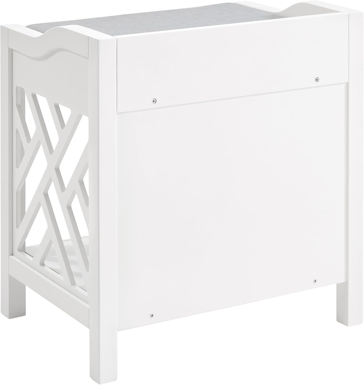 Alaterre Furniture Coventry Bench Stool with Cushion - Pine Wood Bench for Entryway or Bathroom Storage - Use as Shoe Rack, Vanity Chair and More (White)