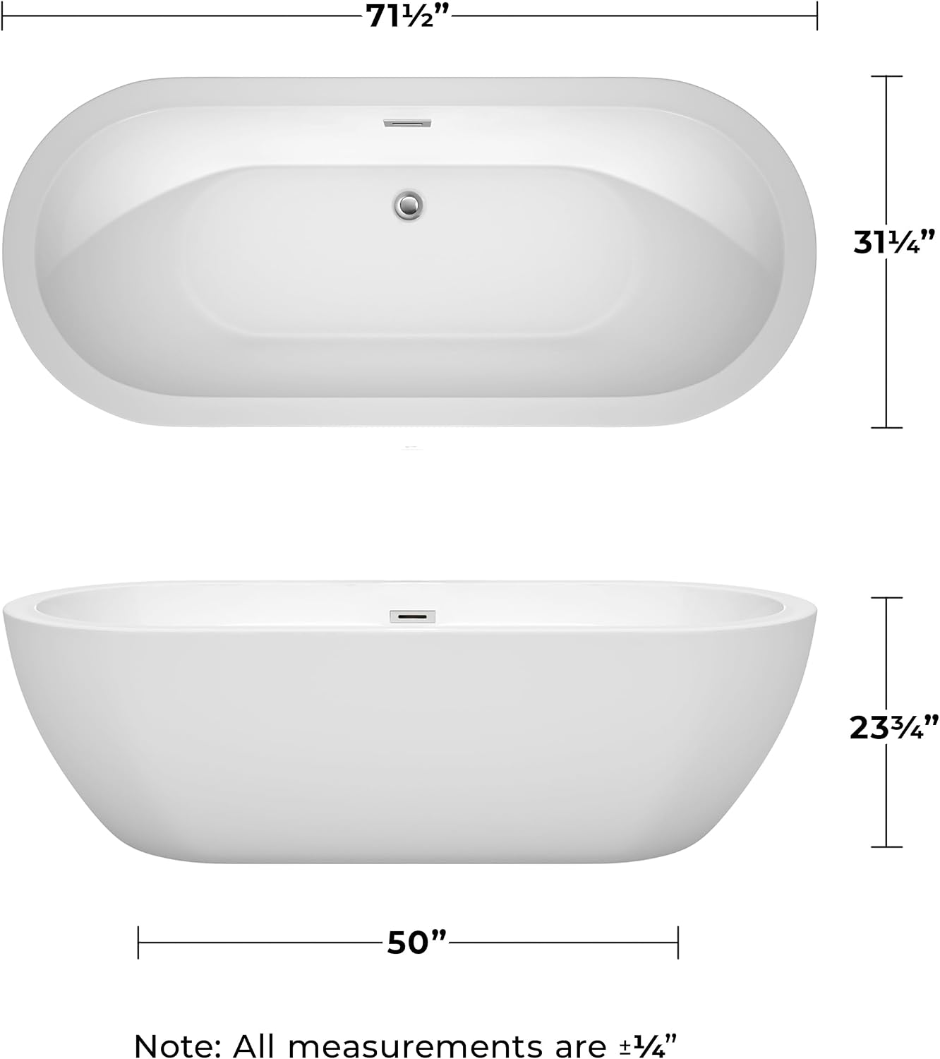 Soho 72 inch Freestanding Bathtub in White with Polished Chrome Drain and Overflow Trim