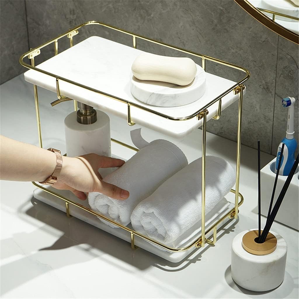 Home Vanity Rectangle Shelf Bathroom Bathroom Corner Countertop Marble Storage Box Decoration Accessories(Style B)