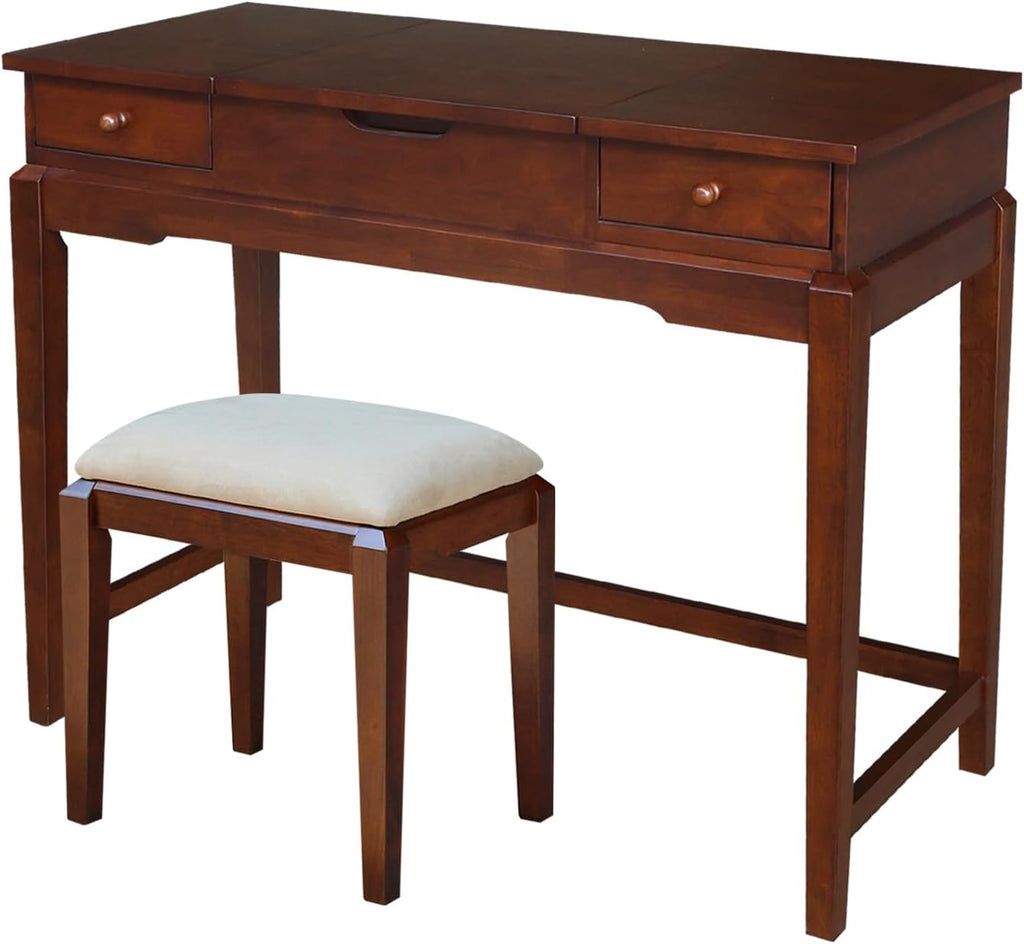 International Concepts Vanity Table with Vanity Bench Esspresso