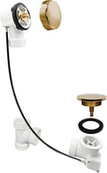 Westbrass D50P27-01 27' Cable Drive Standard Bath Drain Trim Kit with Rotary Overflow Cover Knob, Pop-Up Stopper and Sch. 40 PVC Fittings, Polished Brass