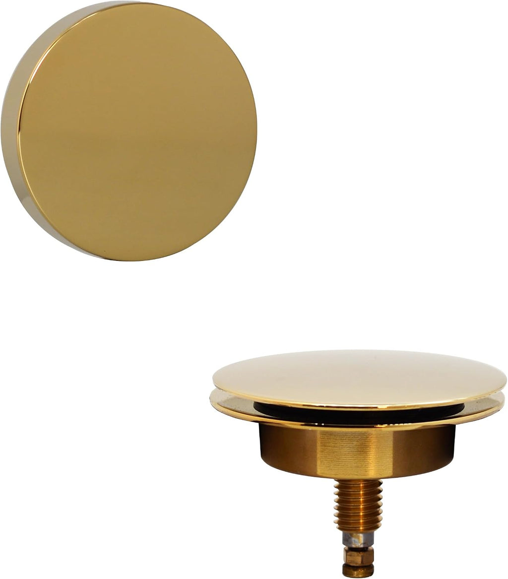 Westbrass D50P27TLERE-01 27' Cable Drive Bath Drain Trim with Rotary Overflow Cover Knob, Pop-Up Stopper and Poly Tubular Pipes & Fittings, Polished Brass