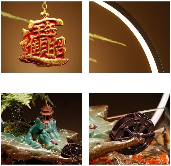 Desktop Fountain Tabletop Fountain Fish Tank Flowing Water Ornaments Circulating Water Fountain Landscape Home Living Room Office Desktop Decoration Waterfall Fountain(A)