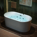 WOODBRIDGE 59' x 31-1/2' Whirlpool and Air Bath Heated Soaking Combination Tub with Adjustable Speed Air Blower and Display Control Panel, Matte Black Finish Trim and Drain Kit, BM100